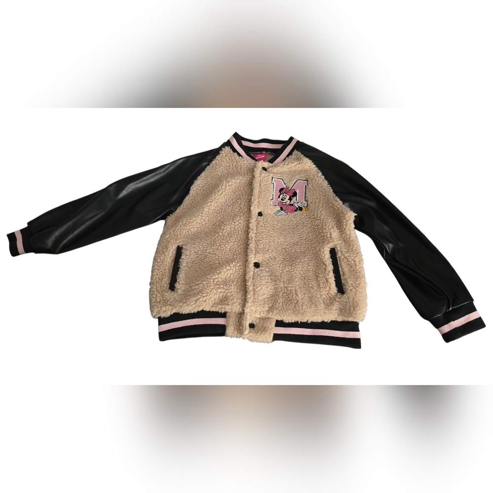 Disney Cream and Black Sherpa Varsity Jacket